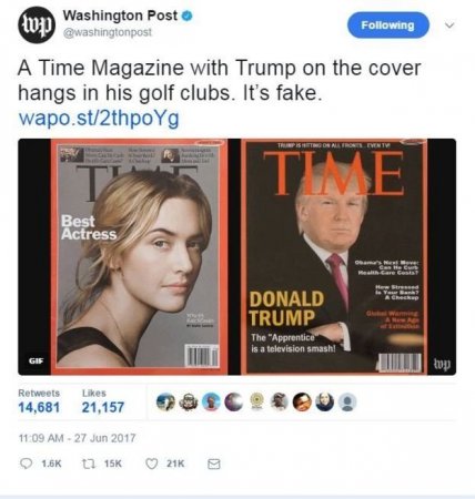 "Time" jurnalı Trampdan saxtakarlığa son qoymağı tələb edib