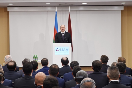 Azərbaycan prezidenti İlham Əliyev Latviya-Azərbaycan biznes forumunda çıxış etdi - TAM MƏTN