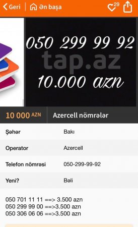 Azərbaycanda 60 min manata mobil nömrə - FOTO
