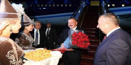 Azərbaycan Prezidenti İlham Əliyev Qırğız Respublikasına səfərə gedib (FOTO)