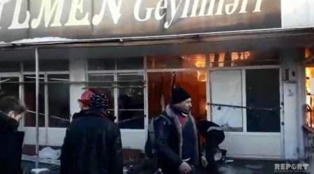 Qubada ticarət mərkəzindəki yanğın söndürüldü (FOTO/VİDEO)