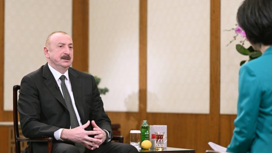Prezident Pekində Çinin CGTN telekanalına müsahibə verdi (FOTO)