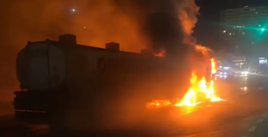 Bakıda yanacaq daşıyan avtomobil alışdı (VİDEO)